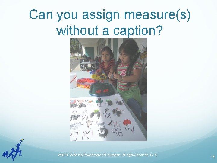 Can you assign measure(s) without a caption? © 2019 California Department of Education. All