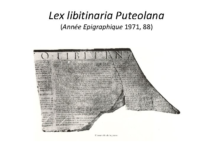 Lex libitinaria Puteolana (Année Epigraphique 1971, 88) 