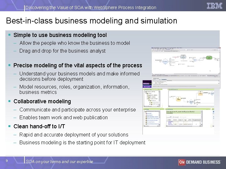 Discovering the Value of SOA with Web. Sphere Process Integration Best-in-class business modeling and