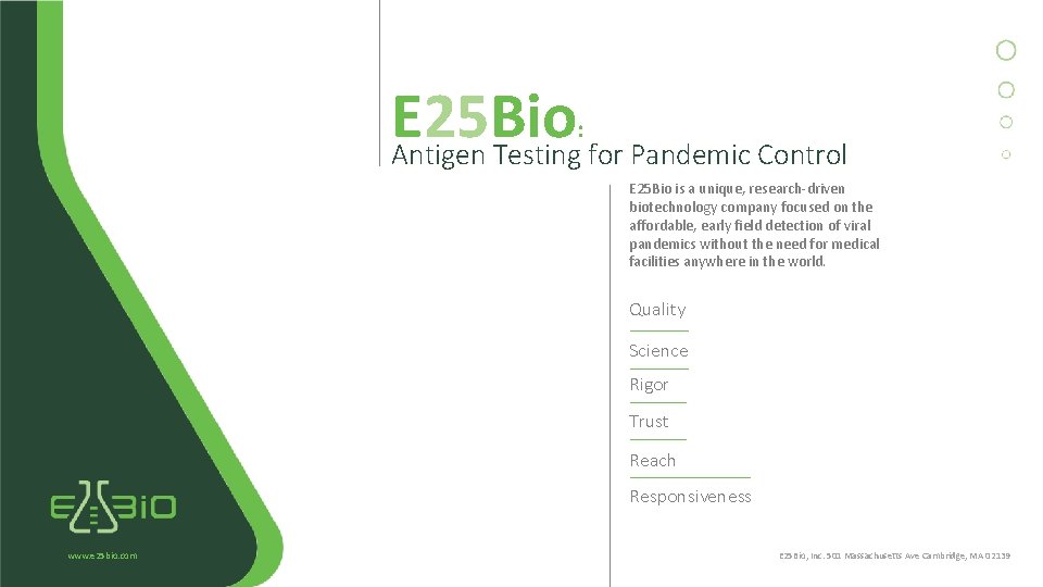 E 25 Bio Antigen Testing for Pandemic Control : E 25 Bio is a