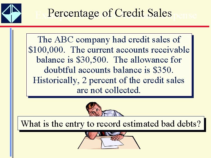 Percentage of Credit Sales Example: Doubtful Accounts Expense The ABC company had credit sales