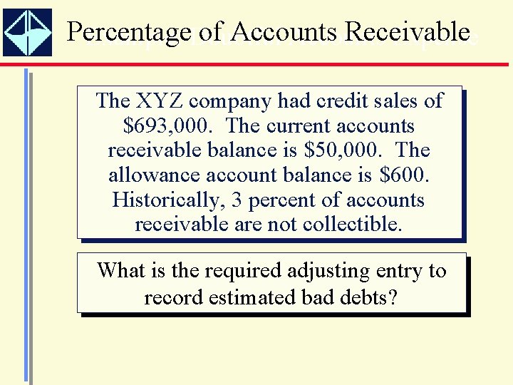 Percentage of Accounts Receivable Example: Doubtful Accounts Expense The XYZ company had credit sales