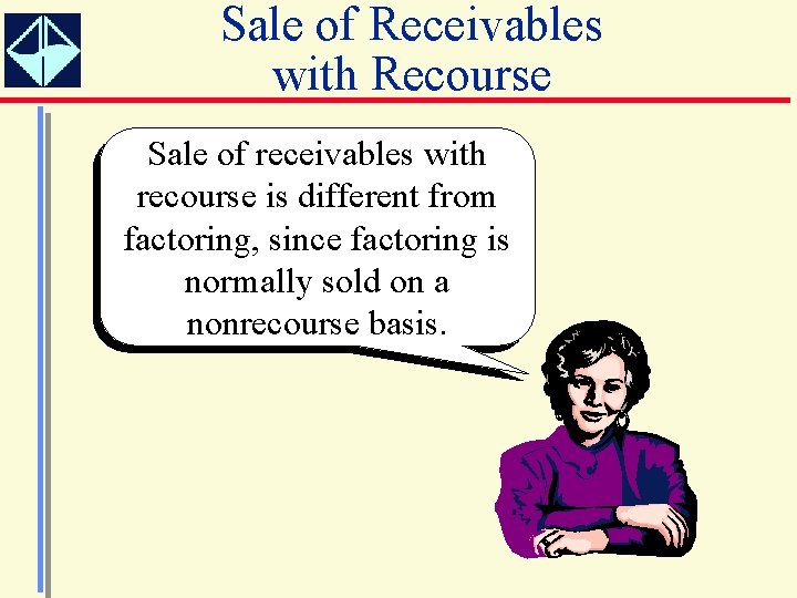 Sale of Receivables with Recourse Sale of receivables with recourse is different from factoring,