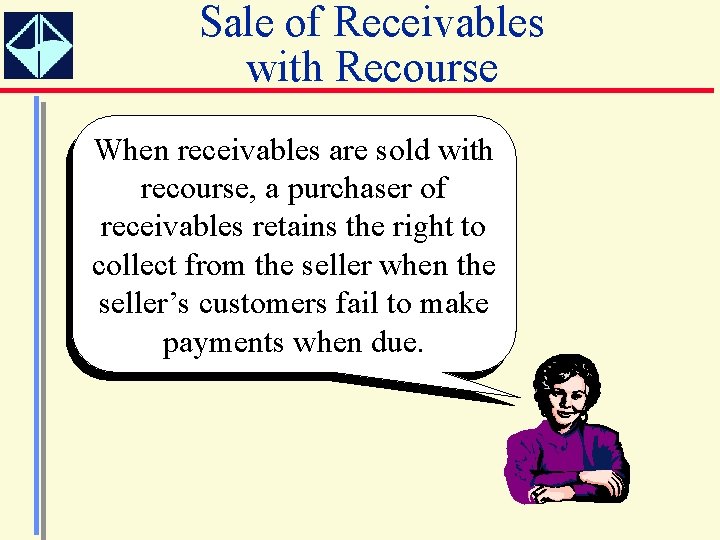 Sale of Receivables with Recourse When receivables are sold with recourse, a purchaser of