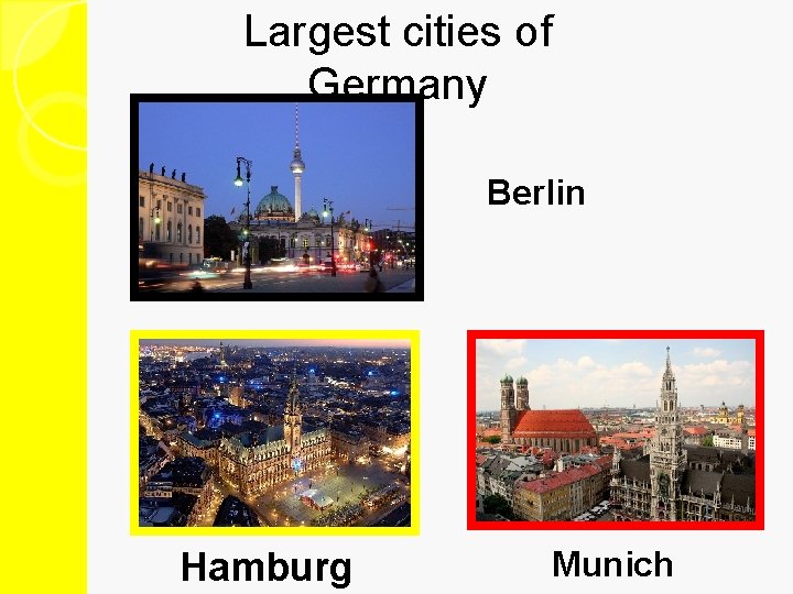 Largest cities of Germany Berlin Hamburg Munich 