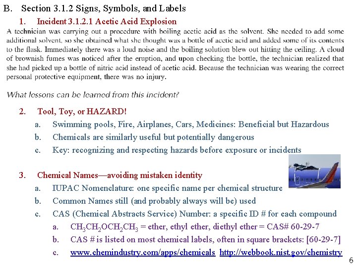 B. Section 3. 1. 2 Signs, Symbols, and Labels 1. Incident 3. 1. 2. B. Section 3. 1. 2 Signs, Symbols, and Labels 1. Incident 3. 1. 2.