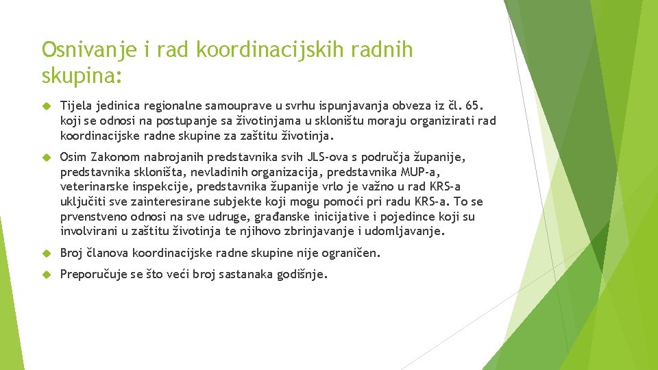 Osnivanje i rad koordinacijskih radnih skupina: Tijela jedinica regionalne samouprave u svrhu ispunjavanja obveza