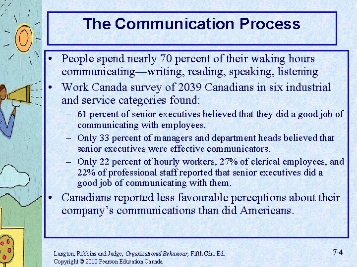 The Communication Process • People spend nearly 70 percent of their waking hours communicating—writing,