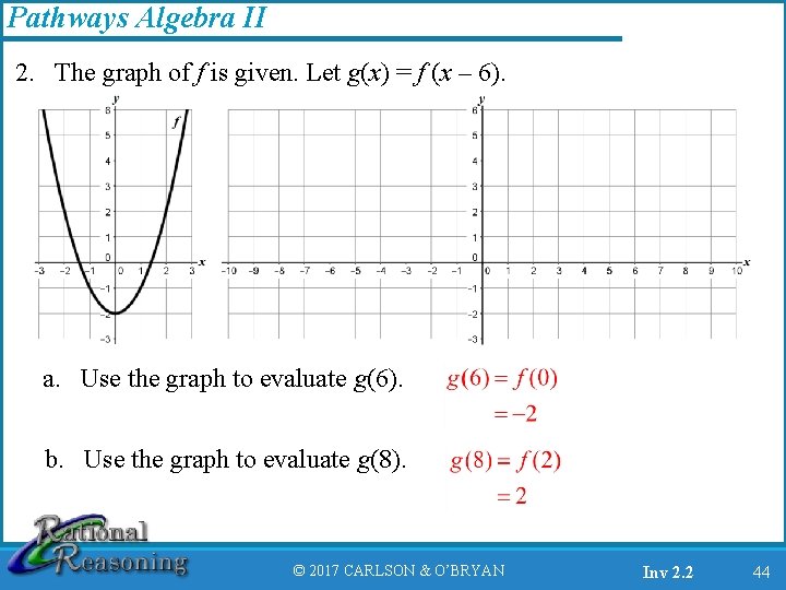 Pathways Algebra II 2. The graph of f is given. Let g(x) = f
