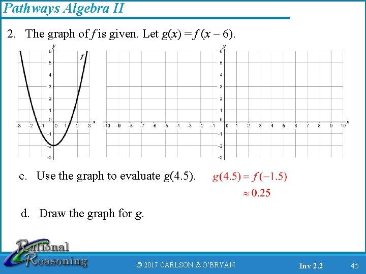 Pathways Algebra II 2. The graph of f is given. Let g(x) = f