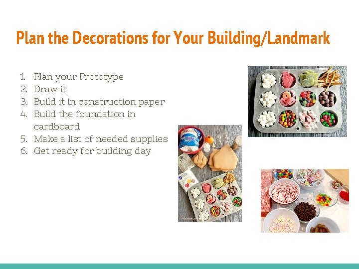 Plan the Decorations for Your Building/Landmark 1. 2. 3. 4. Plan your Prototype Draw