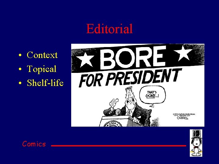 Editorial • Context • Topical • Shelf-life Comics 