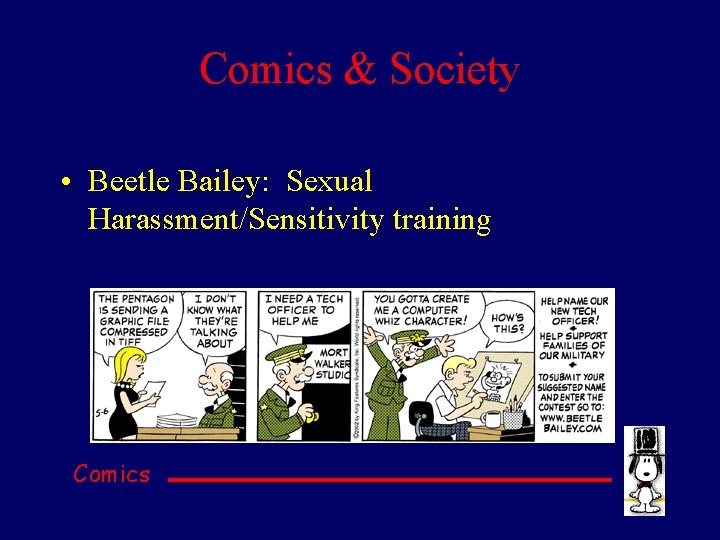 Comics & Society • Beetle Bailey: Sexual Harassment/Sensitivity training Comics 