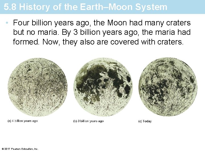 5. 8 History of the Earth–Moon System • Four billion years ago, the Moon