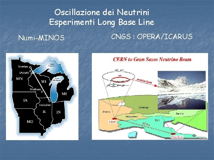 Oscillazione dei Neutrini Esperimenti Long Base Line Numi-MINOS CNGS : OPERA/ICARUS 