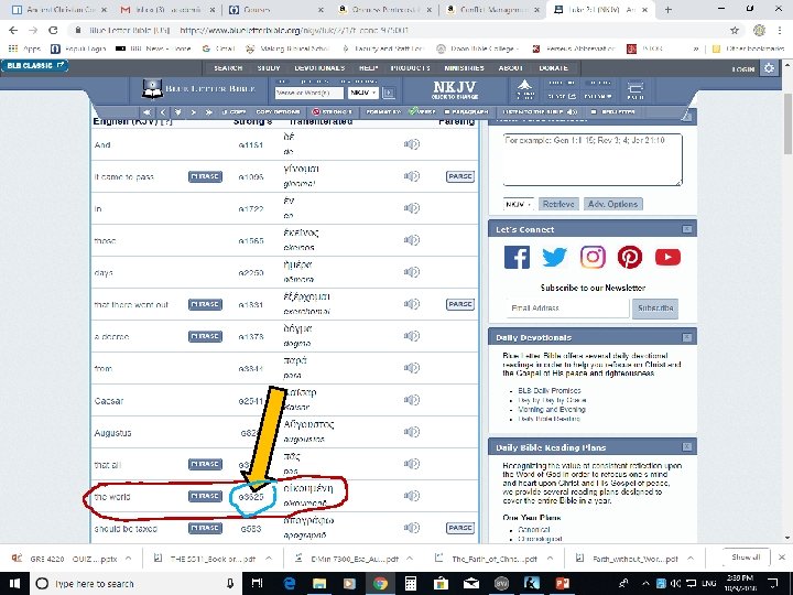Greek Language Tools 5. 3 Concordance Exercises 1. ) Look up the word “world”