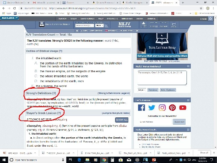 Greek Language Tools 5. 3 Concordance Exercises 1. ) Look up the word “world”