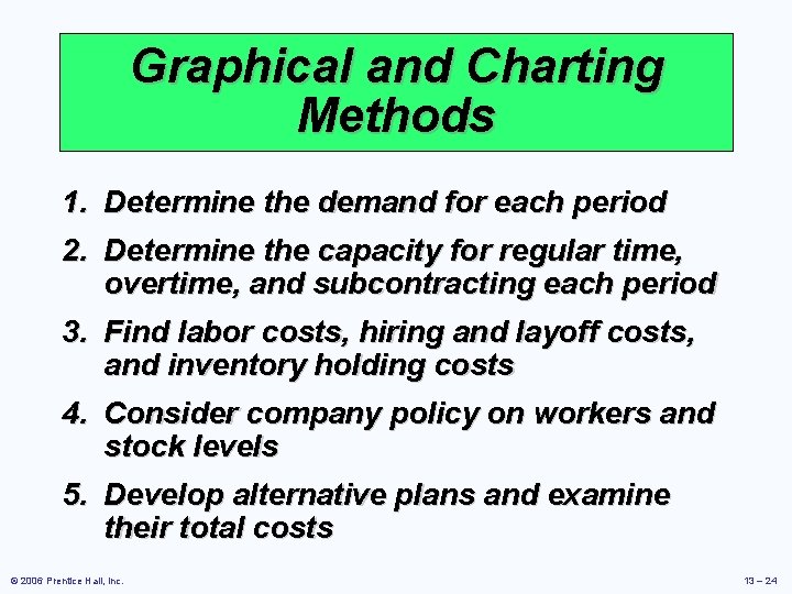 Graphical and Charting Methods 1. Determine the demand for each period 2. Determine the