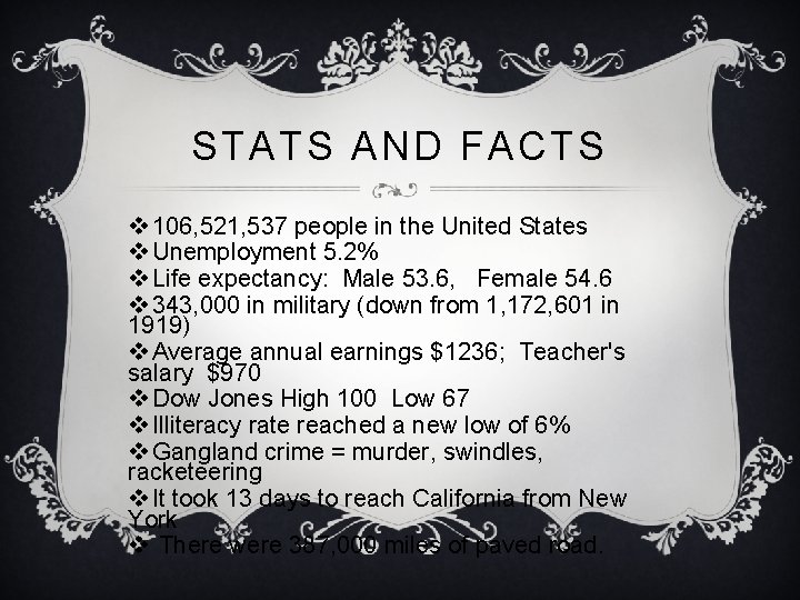 STATS AND FACTS v 106, 521, 537 people in the United States v Unemployment