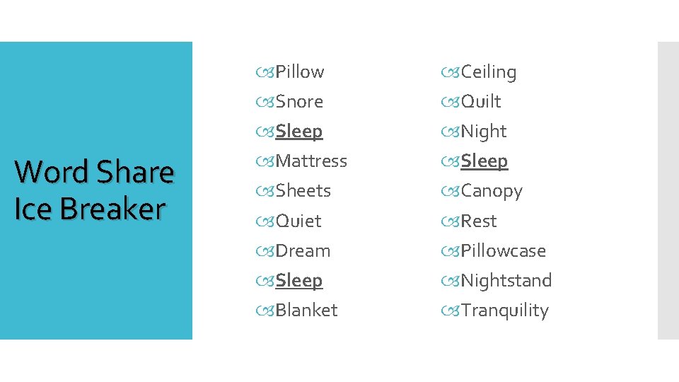 Word Share Ice Breaker Pillow Snore Sleep Mattress Sheets Quiet Dream Sleep Blanket Ceiling