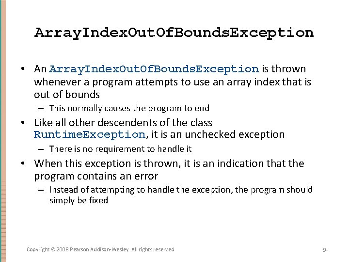 Array. Index. Out. Of. Bounds. Exception • An Array. Index. Out. Of. Bounds. Exception