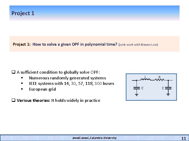 Project 1: How to solve a given OPF in polynomial time? (joint work with