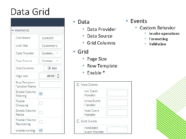 Data Grid • Data Provider • Data Source • Grid Columns • Grid •