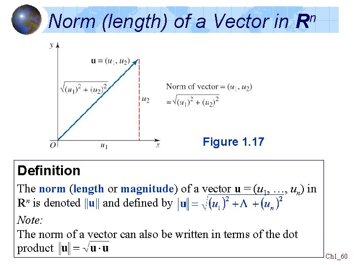 Norm (length) of a Vector in Rn Figure 1. 17 Definition The norm (length Norm (length) of a Vector in Rn Figure 1. 17 Definition The norm (length