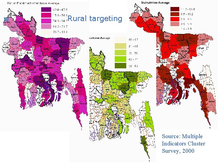 16 WFP Bangladesh - Vulnerability Analysis & Mapping Rural targeting Source: Multiple Indicators Cluster