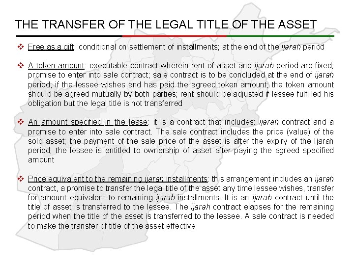 THE TRANSFER OF THE LEGAL TITLE OF THE ASSET v Free as a gift: