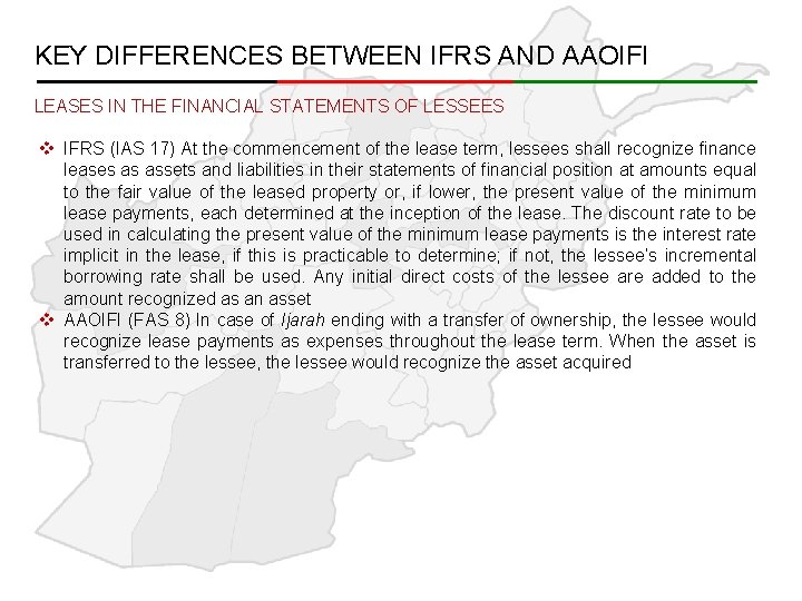 KEY DIFFERENCES BETWEEN IFRS AND AAOIFI LEASES IN THE FINANCIAL STATEMENTS OF LESSEES v