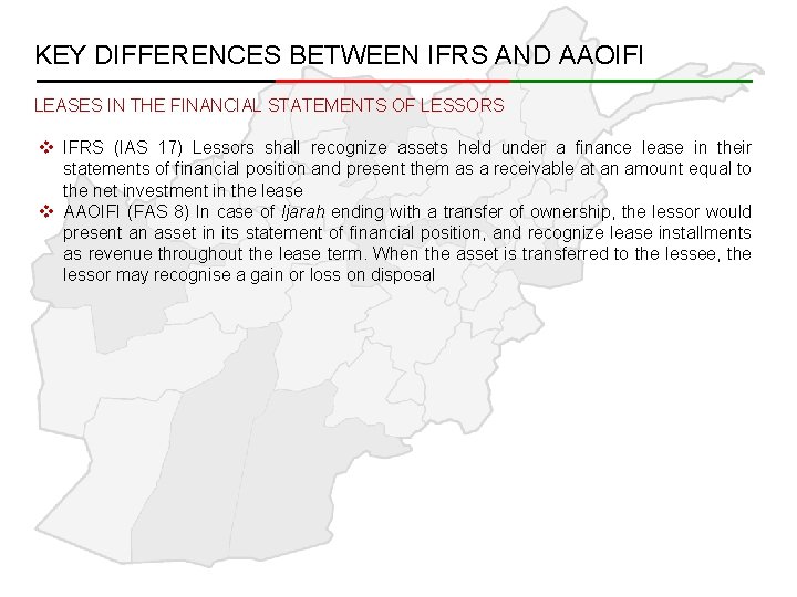 KEY DIFFERENCES BETWEEN IFRS AND AAOIFI LEASES IN THE FINANCIAL STATEMENTS OF LESSORS v