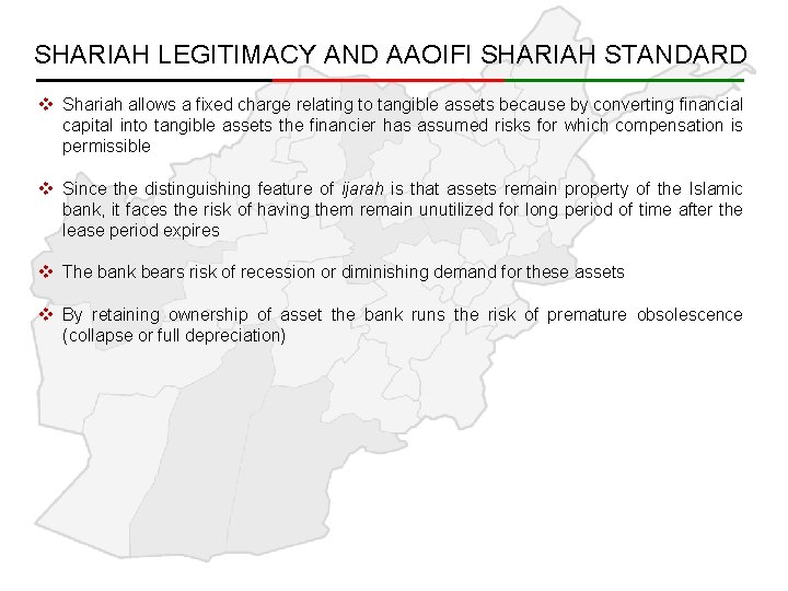 SHARIAH LEGITIMACY AND AAOIFI SHARIAH STANDARD v Shariah allows a fixed charge relating to