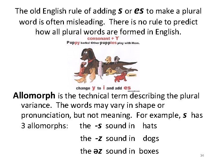 The old English rule of adding s or es to make a plural word