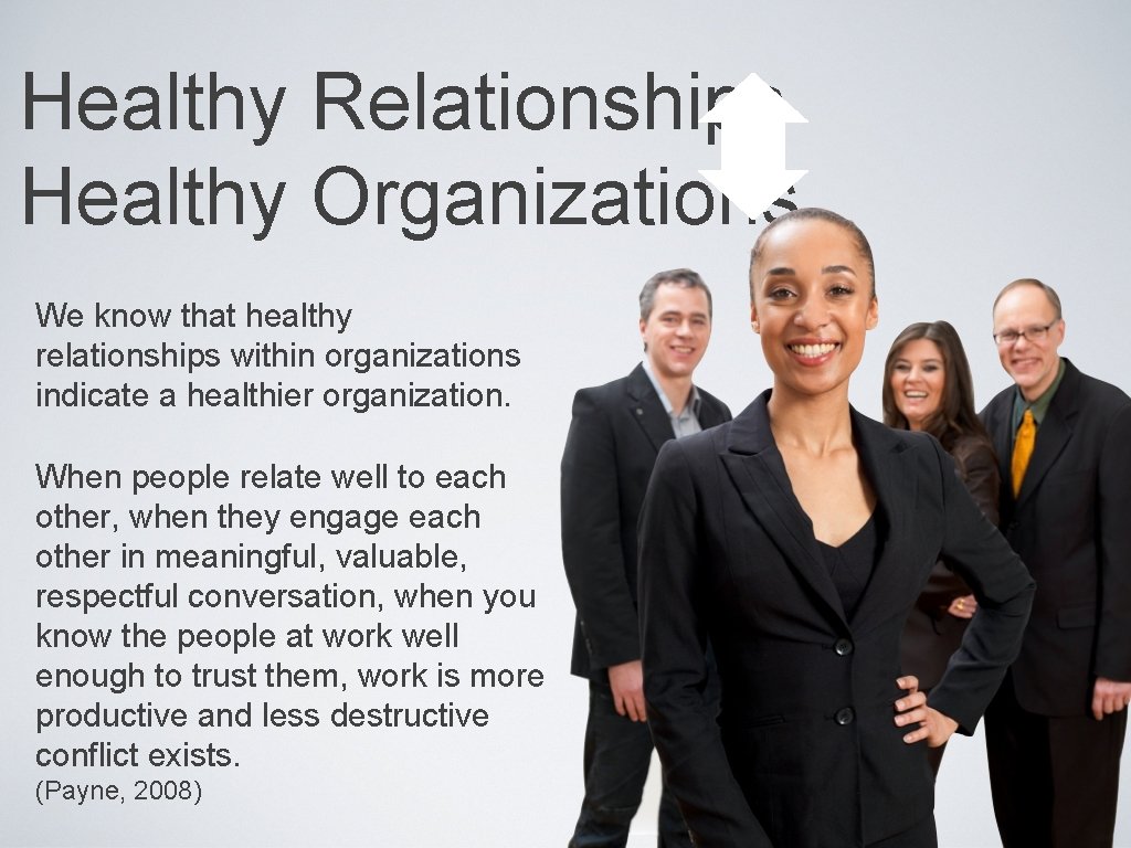 Healthy Relationships Healthy Organizations We know that healthy relationships within organizations indicate a healthier