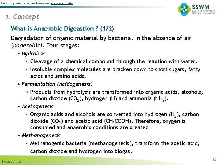 Find this presentation and more on: www. sswm. info. 1. Concept What is Anaerobic