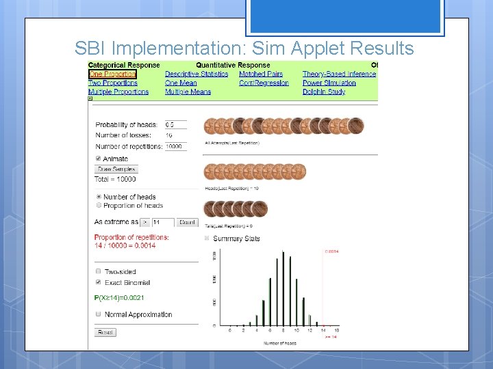 SBI Implementation: Sim Applet Results 