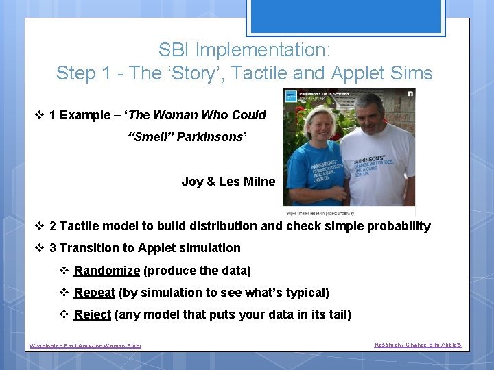 SBI Implementation: Step 1 - The ‘Story’, Tactile and Applet Sims v 1 Example