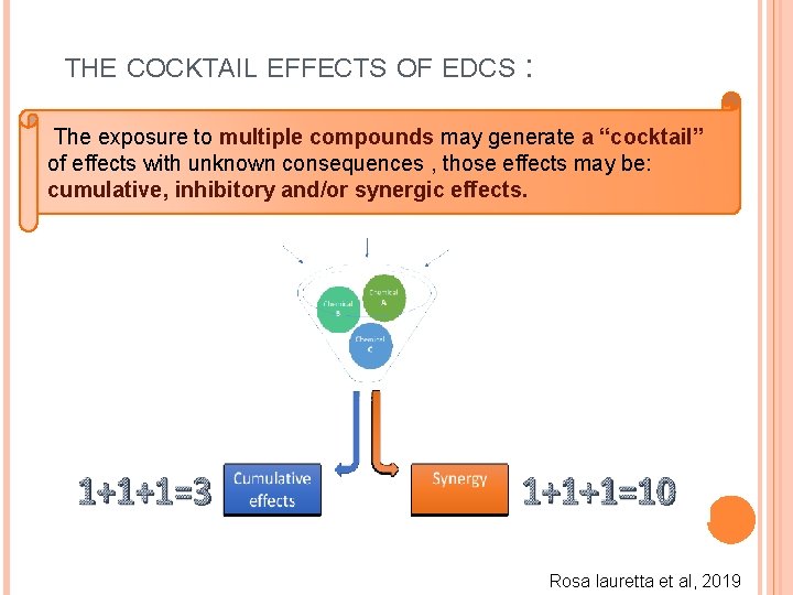 THE COCKTAIL EFFECTS OF EDCS : The exposure to multiple compounds may generate a