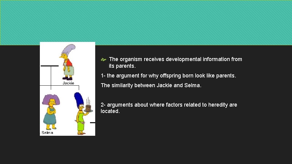  The organism receives developmental information from its parents. 1 - the argument for