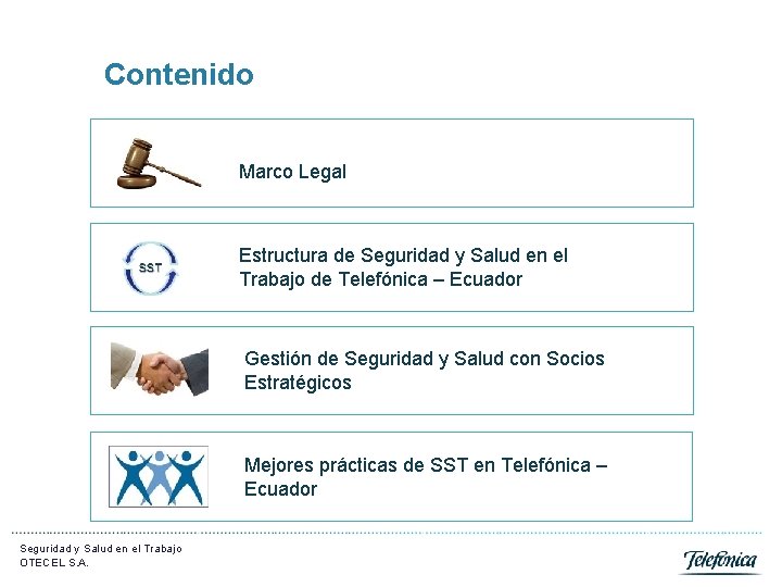 Contenido Marco Legal Estructura de Seguridad y Salud en el Trabajo de Telefónica –