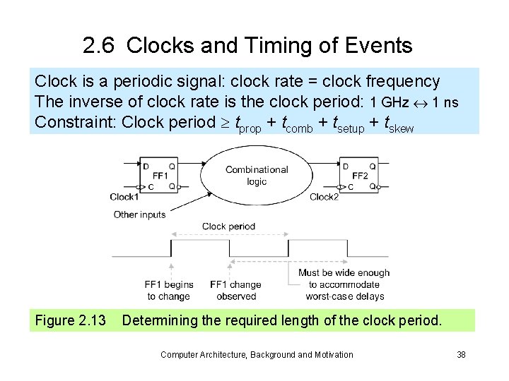 2. 6 Clocks and Timing of Events Clock is a periodic signal: clock rate