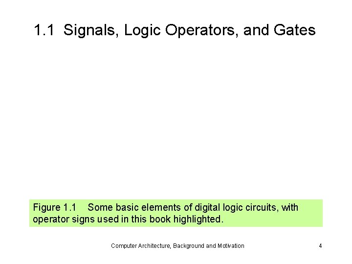 1. 1 Signals, Logic Operators, and Gates Figure 1. 1 Some basic elements of