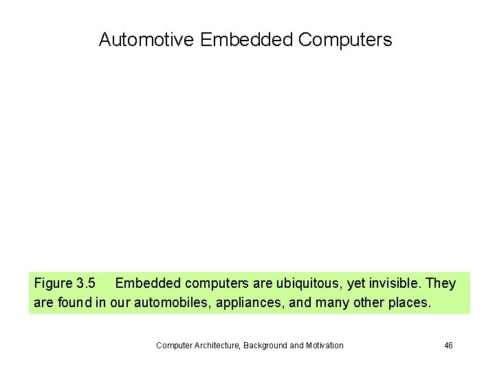 Automotive Embedded Computers Figure 3. 5 Embedded computers are ubiquitous, yet invisible. They are