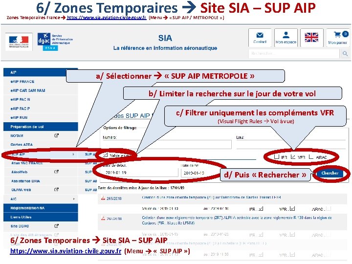 6/ Zones Temporaires Site SIA – SUP AIP Zones Temporaires France https: //www. sia.