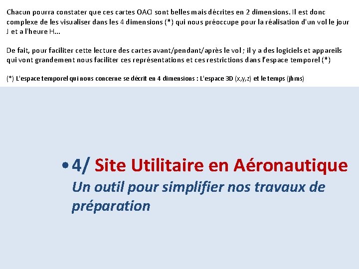 Chacun pourra constater que ces cartes OACI sont belles mais décrites en 2 dimensions.