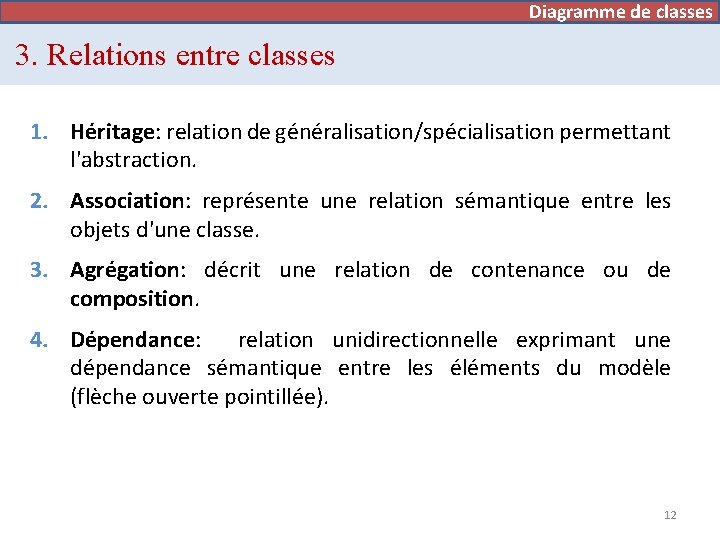 Diagramme de cas d’utilisation de classes 3. Relations entre classes 1. Héritage: relation de