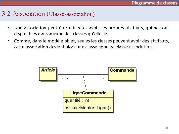 Diagramme de cas d’utilisation de classes 3. 2 Association (Classe-association) • Une association peut