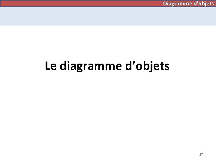 Diagramme d’objets Le diagramme d’objets 27 