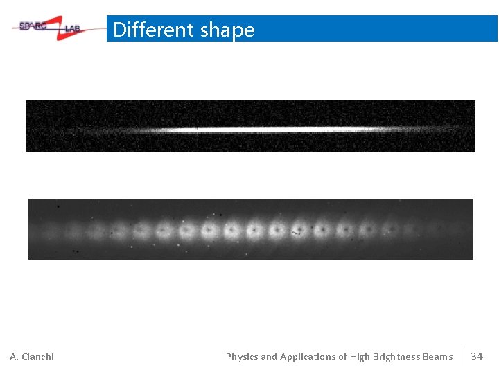 Different shape A. Cianchi Physics and Applications of High Brightness Beams 34 